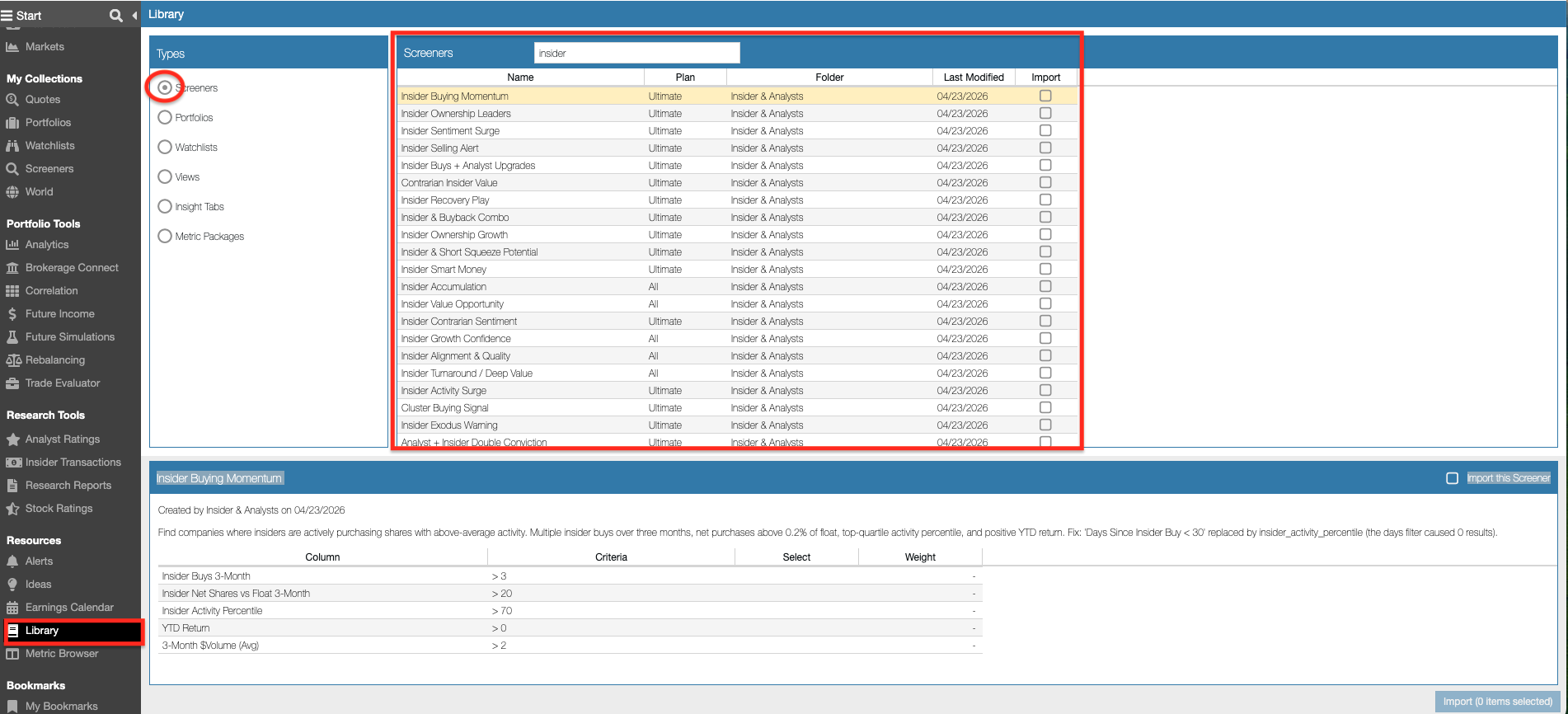 Click to enlarge Insider Screener