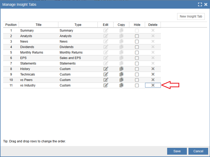 Deleting Visual Tab