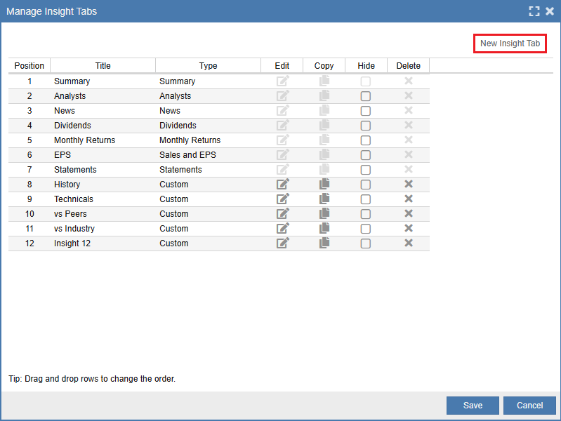 Manage Visuals Tabs Create