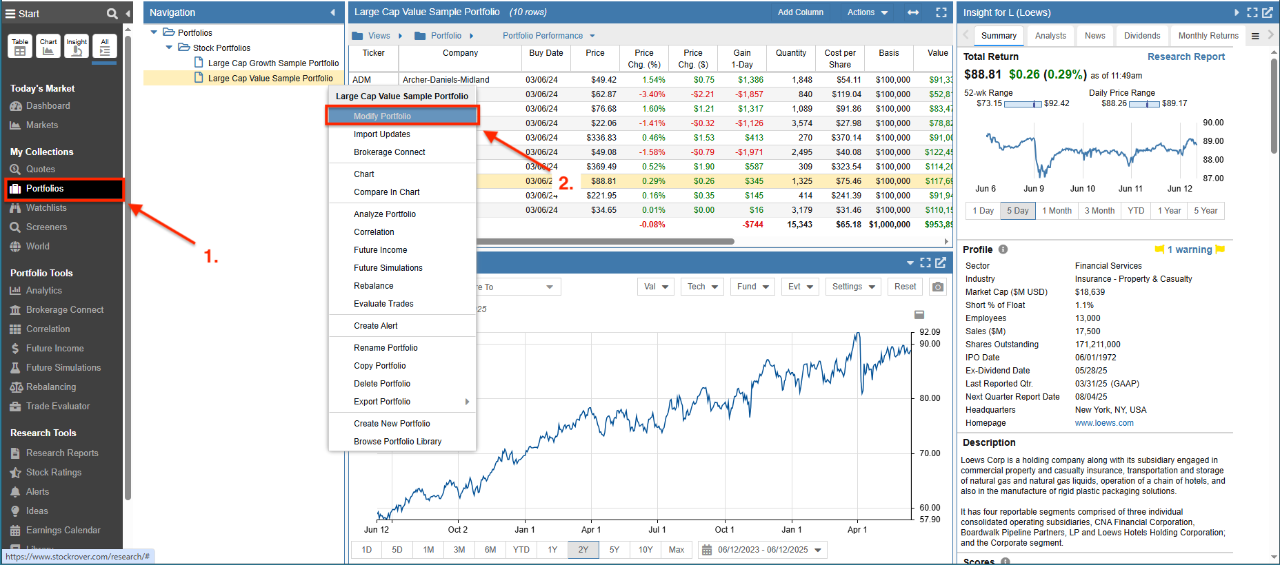 Modify a Portfolio