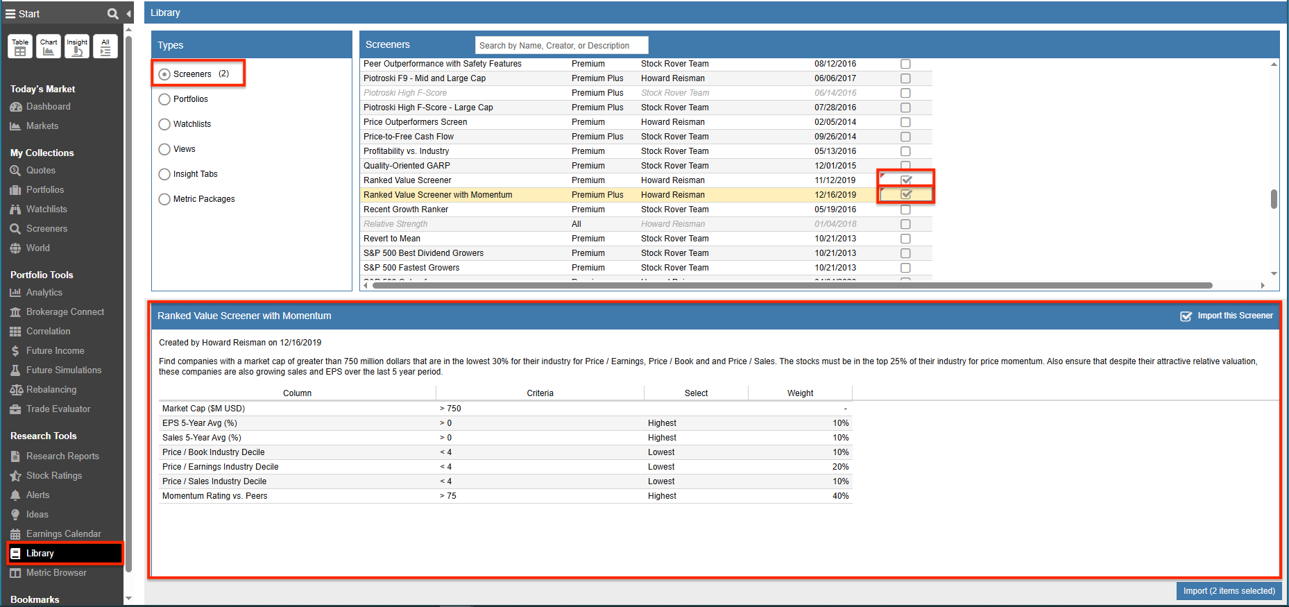 Import a Screener