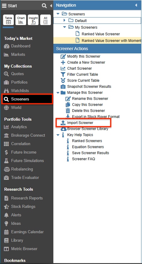 import screener from screener actions