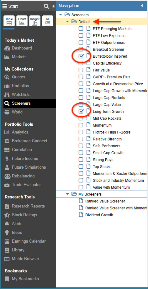 multiselect screener