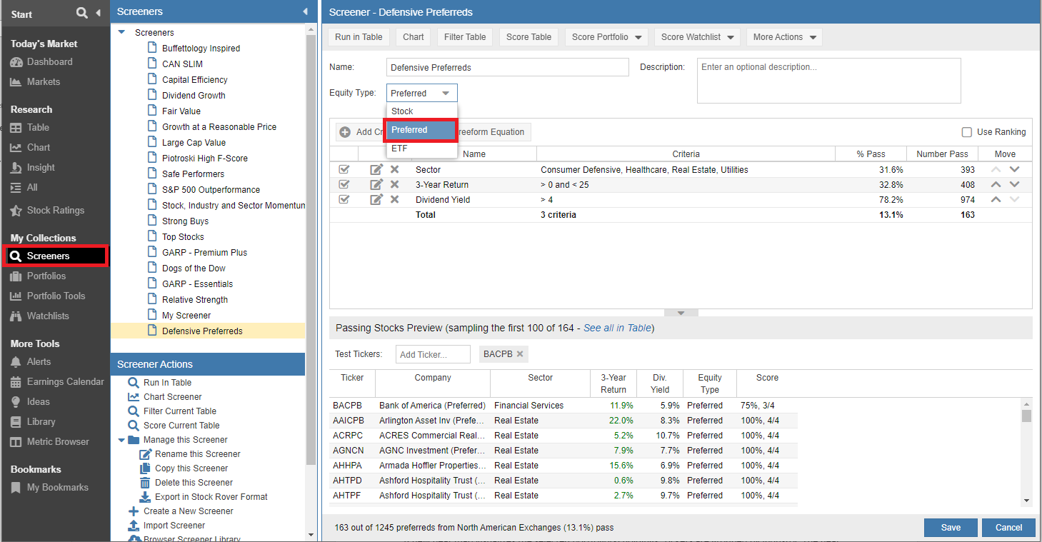 Preferred Screener