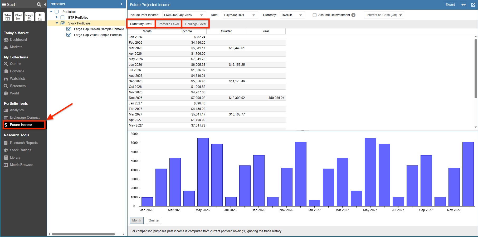 Click to enlarge The Future Income Tool
