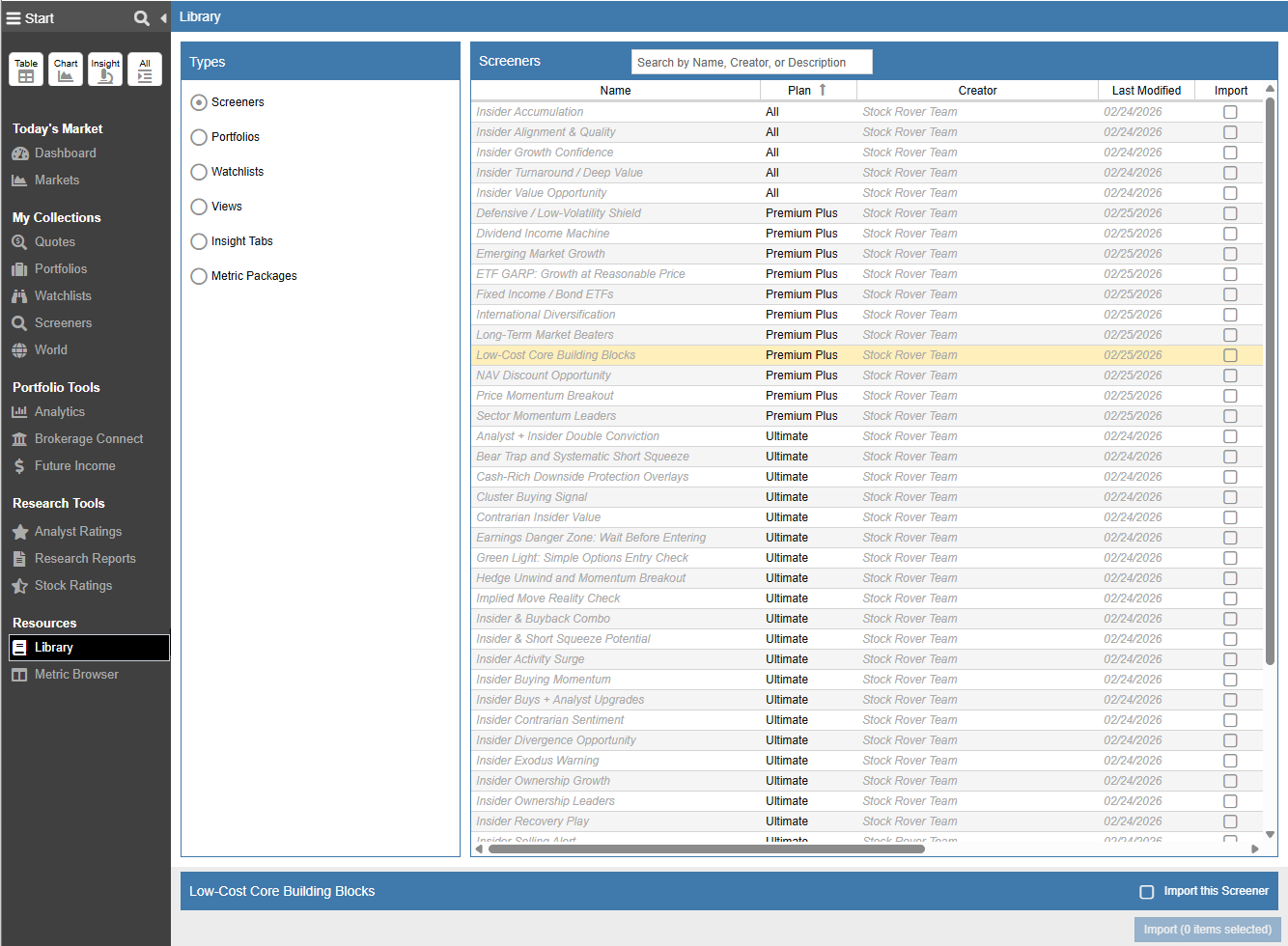 Click to enlarge New Screeners